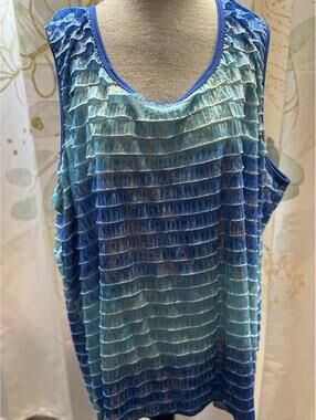 The Avenue women's 30 32 Mermaid Tank Blue Ombre Ruffle Sleeveless Top